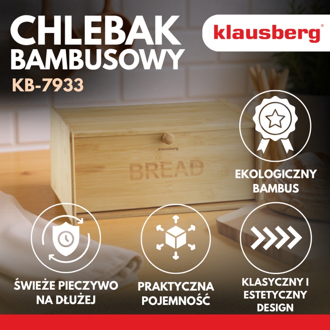 CHLEBAK POJEMNIK BAMBUSOWY NA PIECZYWO KLAUSBERG KB-7933 - obrazek 3