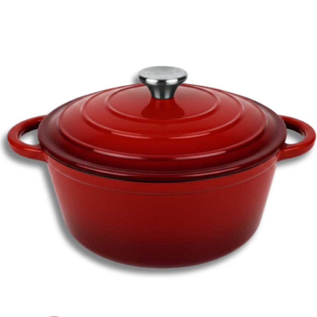 EMALIOWANY GARNEK ŻELIWNY 24cm 4L HAGE CZERWONY - obrazek 3