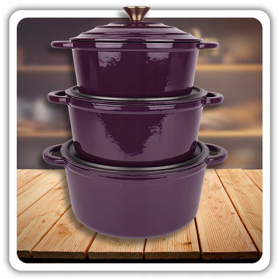 EMALIOWANY GARNEK ŻELIWNY 26cm 5L HAGE EGGPLANT - obrazek 9