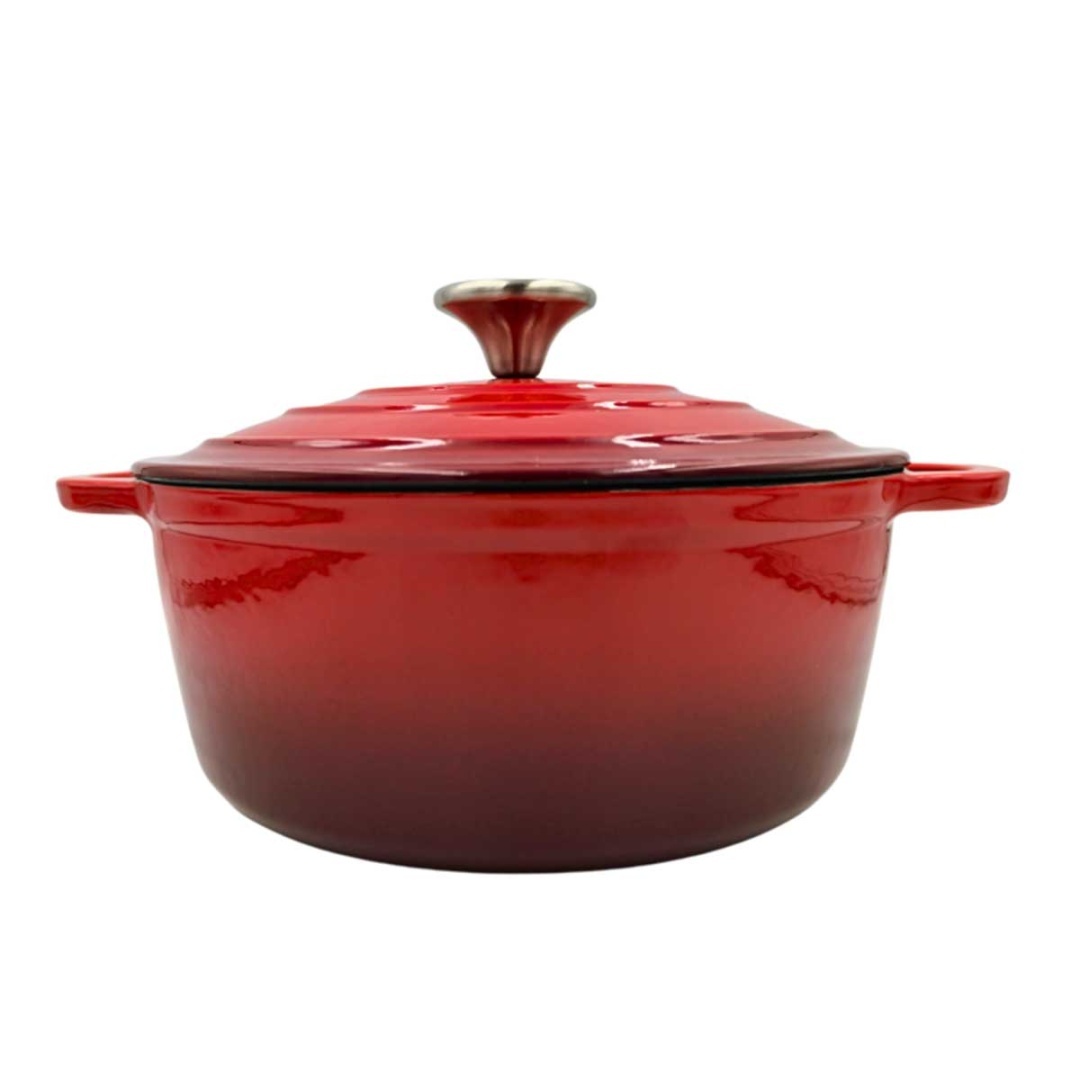 EMALIOWANY GARNEK ŻELIWNY 26cm 5L HAGE CZERWONY - obrazek 9