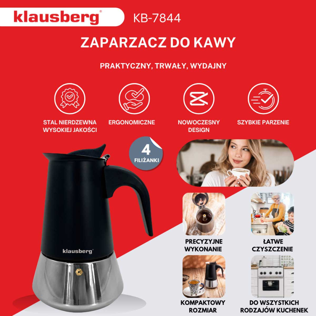 KAWIARKA ZAPARZACZ DO KAWY 200ml KLAUSBERG KB-7844 INDUKCJA - obrazek 5