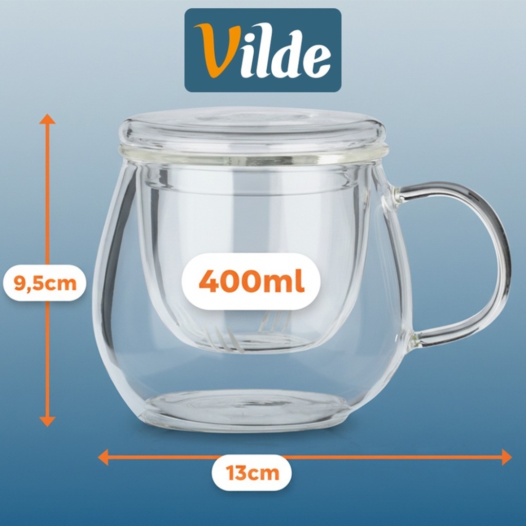 KUBEK SZKLANY 400ml Z ZAPARZACZEM I POKRYWĄ 139815 - obrazek 5