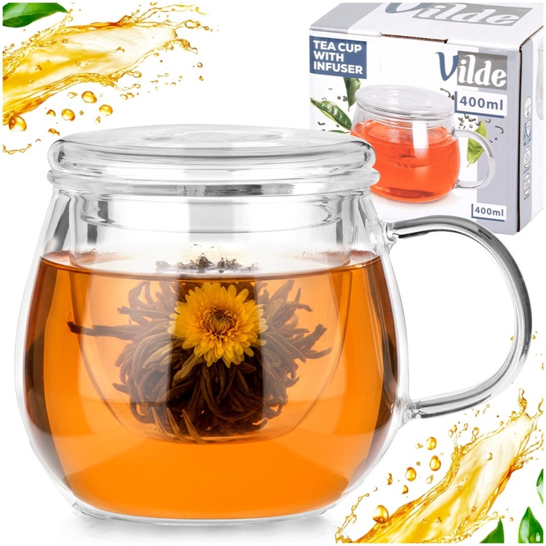 KUBEK SZKLANY 400ml Z ZAPARZACZEM I POKRYWĄ 139815 - obrazek 7