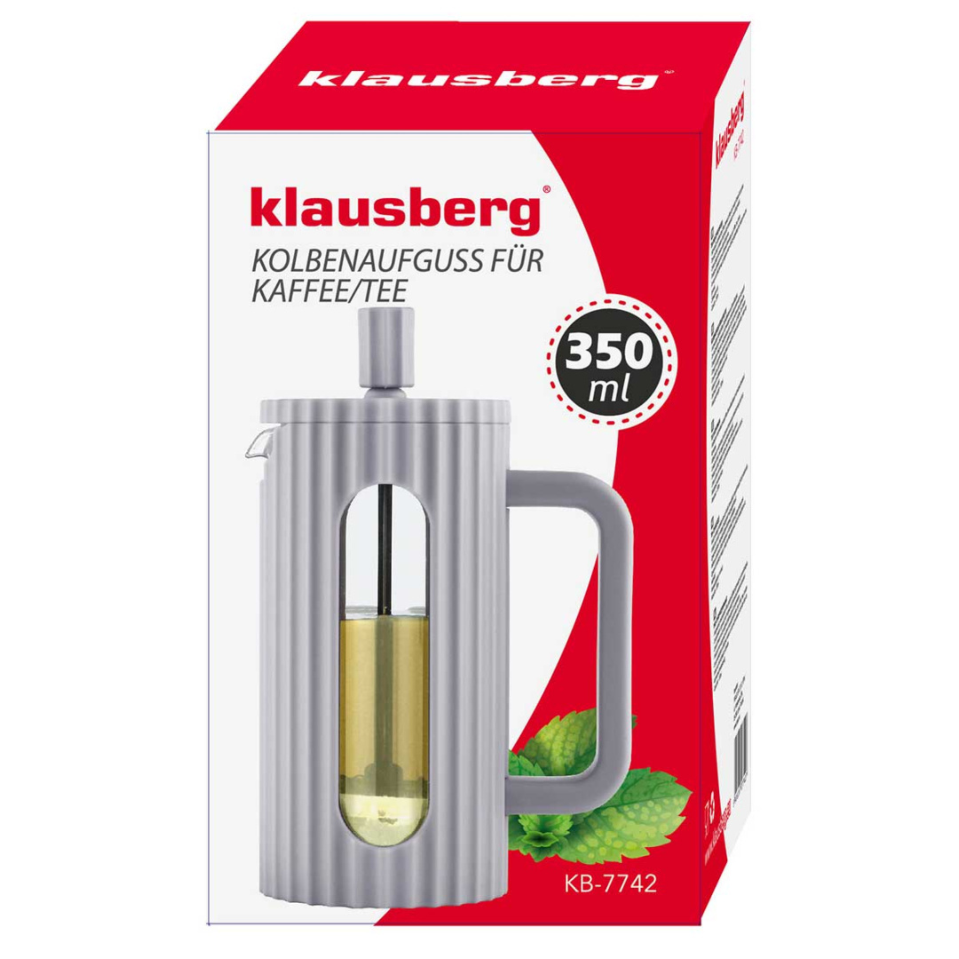 ZAPARZACZ TŁOKOWY DO KAWY/HERBATY 350ml KLAUSBERG KB-7742 SZARY - obrazek 11